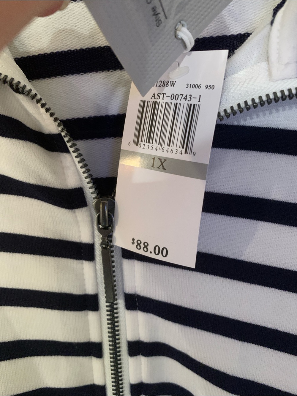 Cable & Gauge Black and White Striped Zip Soft Terry Jacket NWT retail $88 1X - Picture 3 of 11